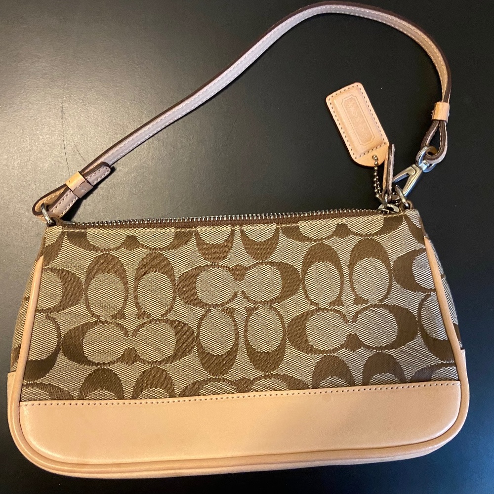 Coach Signature Fabric and Leather Hand Bag